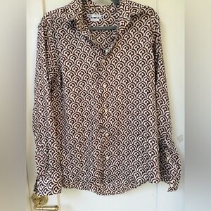 Brown and White Patterned Shirt